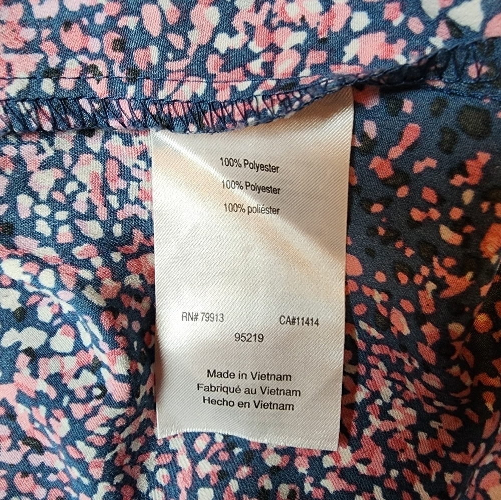 Motherhood Maternity Small Petite Pink and Blue Patterned Blouse Top With Tie - Picture 4 of 10